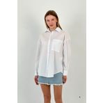 Miss Poem Kadın Yazlık Cepli Bol Basic Oversize Beyaz Gömlek