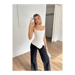 Misscix Kadın Straplez Yaka Korseli Crop Bluz