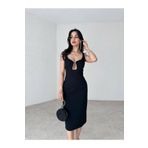 MİSSCİXFASHİON Kadın Abiye Göğüs Dekolteli Kalın askılı Midi Abiye & Mezuniyet Elbisesi