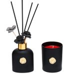 Missi 130 ml Siyah Cam Şişe Black Vanilya Oda Kokusu ve Kırmızı Kokulu Vegan Mum Seti