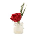 MİSSİ 200 ml Buzlu Cam Şişe Kırmızı Gül Dekorlu Garden Rose-Pudra Oda Kokusu