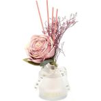 Missi 200 ml Buzlu Cam Şişe Pembe Gül Dekorlu Ice Flowers Oda Kokusu