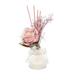 MİSSİ 200 ml Buzlu Cam Şişe Pembe Gül Dekorlu Iceflowers Oda Kokusu