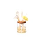 Missi 250 ml Dekorlu Oval Üfleme Cam Şişe Çiçek Ve Kuş Taş Çubuklu Amber Çiçeği Oda Kokusu