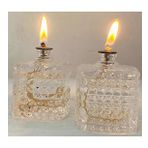 MİSSİ 2Lİ DARK AMBER KOKULU KARE KRİSTAL CAM ŞİŞE KANDİL SETİ ( 2X100 ML)