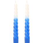 Missi 2li Degrade Saks Mavisi Burgulu Şamdan Mum - 2 Adet