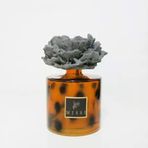 Missi 500 ml Kahverengi Leopar Desenli Cam Şişe Seramik Taşlı Dark Amber Oda Kokusu
