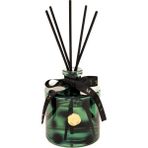 Missi 500 ml Yeşil Leopar Desenli Cam Şişe Siyah Bambu Çubuklu Yasemin Sandal Oda Kokusu