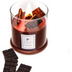 Missi Büyük Üfleme Cam Ahşap Fitilli Hot Chocolate Vegan Mum (380 gr) - Kahverengi - 1 Adet