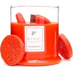 Missi Büyük Üfleme Cam Ahşap Fitilli Orange Blossom Vegan Mum(380 gr) - Turuncu - 1 Adet