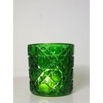 MİSSİ Yılbaşı Yeşil Kristal Kesme Cam Bardak Mumluk ve Tealight Seti (8 cm)