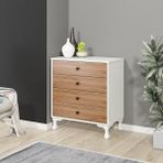 Missia Mobilya Torino Beyaz-Ceviz Şifonyer 4 Çekmeceli Modern Tasarım 73 cm Genişlik 81 cm Yükseklik