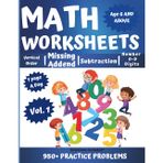 Missing Addend Subtraction Worksheet for Kids | Vol. 1 | 1-Digit Vertical order Problems (0–9) | Ages 6+: 50 Vertical Pages of Subtraction with ... (Missing Addend Math Workbook – Subtraction)