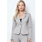 MissKybele Çentikli Ceket Yakalı Uzun Kollu Dar Kalıp Tarz Likralı Esnek Astarsız Balıksırtı Kısa Blazer Ceket