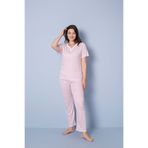 MİSSLALE Çizgili Kısa Kollu Kadın Viskos Pijama Takımı