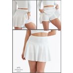 missmaral Beyaz Yüksek Bel Volanlı Şortlu Spor Etek Deniz Şortu Skirt With Shorts