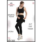 missmaral Kadın 2Lİ Takım Yüksek Bel Şortlu Tayt & Pedli Spor Crop Fitness Koşu Spor Deniz Havuz Beach 3104
