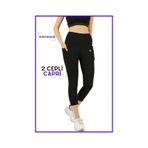 Missmaral Kadın Siyah Yüksek Bel Toparlayıcı Çift Cepli Diz Altı Kapri Tayt Capri Slim Fit 1054 SiYAH