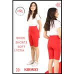 missmaral Kırmızı Biker Şort Yüksek Bel İç Göstermez Esnek Yumuşak Likralı Soft Biker Basics