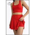 missmaral Kırmızı Etek Içi Sabit Şortlu Lycralı Yüksek Bel Skirt With Shorts Casual Beachwear Tennis 1101
