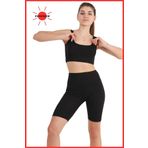 missmaral Takım Alt-üst Siyah Yüksek Bel Toparlayıcı Biker Şort Tayt Ve Spor Büstiyer Activewear 13070