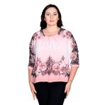 missrose Kadın Büyük Beden İçi Sandy Kumaş Şifon Kruvaze Bluz PEMBE 48