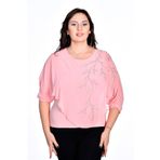 missrose Kadın Büyük Beden İçi Sandy Kumaş Şifon Kumaş Bluz PUDRA 46