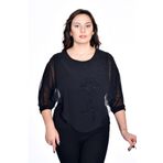missrose Kadın Büyük Beden İçi Sandy Kumaş Şifon Kumaş Bluz SİYAH-SİYAH 48