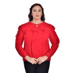 missrose Kadın Büyük Beden Jesicca Krep Kumaş Yaka İncili Broşlu Bluz KIRMIZI 46