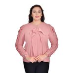 missrose Kadın Büyük Beden Jesicca Krep Kumaş Yaka İncili Broşlu Bluz PUDRA 48