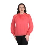 missrose Kadın Büyük Beden Jessica Kumaş Sifon Kol Dantel Manşet Uzun Kol Bluz NAR 44