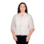 missrose Kadın Büyük Beden Sandy Kumaş İnci Detaylı Yarasa Kol Bluz BEJ 50