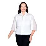 missrose Kadın Büyük Beden Sandy Kumaş İnci Detaylı Yarasa Kol Bluz BEYAZ 48