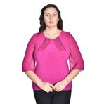 missrose Kadın Büyük Beden Sandy Kumaş Pullu İncili Dantel Kollar Şifon Bluz MOR 48