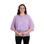 missrose Kadın Büyük Beden Sandy Kumaş Şifon Kol Dijital Baskılı Bluz LİLA 50