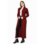 MISSRUBA Kadın Bordo Fitilli Uzun Hırka - FH0001