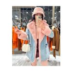 missswans Leksa Uzun İçi Kürklü Kot Mont Pembe