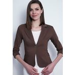 MissThetis Turvakar Kol Fit Dar Kalıp Sahte Flato Cepli Düğmeli Astarsız Likralı Şık Ve Cool Kısa Blazer Ceket