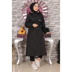 Missvalle Moda Mihram Yazı Detaylı Kapşonlu Mont Siyah 15900 - 44