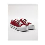 MİSSWEMODASHOES CNV KETEN YÜKSEK TABAN BORDO SPOR AYAKKABI