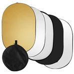 Mistaha 60 * 90 cm / 24 * 35 inç Fotoğrafçılık Işık Reflektör 5-in-1 (Yarı Saydam, Gümüş, Altın, Beyaz, Siyah) Taşıma Çantası ile Stüdyo Açık Fotoğrafçılık için Katlanabilir Çok Disk