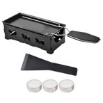 Mistaha Peynirli Raclette Seti Peynir Eritici Tava Yapışmaz Raclette Izgara Seti Spatula ile Taşınabilir Mum Işığında Raclette Ev Metal Mutfak Izgara Aracı Ahşap Saplı