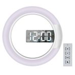 Mistaha Uzaktan Kumandalı LED Aynalı İçi Boş Duvar Saati Yuvarlak Dijital Çalar Saat Duvar Dekorasyon Işığı 7 Renk Gece Lambası Ayarlanabilir Parlaklık 12/24 Saat Modu Sıcaklık Göstergesi Alarm ve Ert