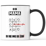 Mister Merchandise Mama sözlü fincan, akıllı, yaratıcı çözüm, fincan, peynir kutusu, Tic Tac Toe X O - eğlenceli hediye, hediye fikri olarak kahve kupası, 330 ml, beyaz-siyah
