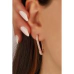 Mistik Silver Beyaz Taşlı Çengelli İğne Modeli Gümüş Küpe