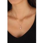 Mistik Silver Ortası Tek Taşlı Sarkık Gümüş Kolye