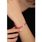 Mistik Silver Pembe İpli Gümüş Harfli Bileklik
