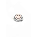 Mistik Silver Pembe Mineli Gülen Emojili Gümüş Yüzük