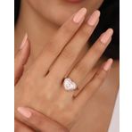 Mistik Silver Pembe Mineli Ortası Taş Kalpli Gümüş Yüzük