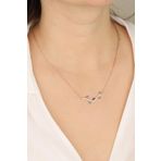 Mistik Silver Renkli Taşlı Gümüş Ağaç Dalı Kolye
